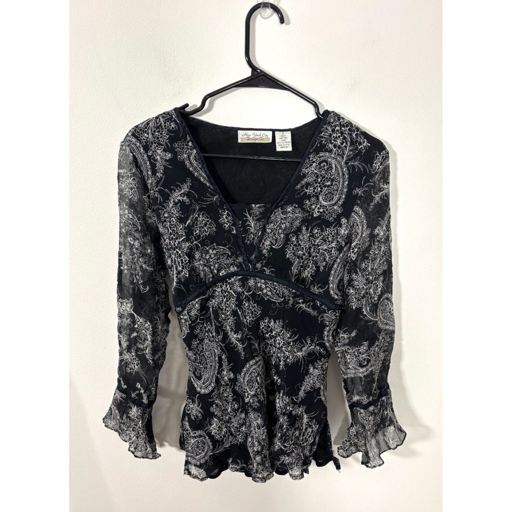 New York City Design Co. Silk Blouse Y2K Whimsigoth Fairy Grunge Women's Small